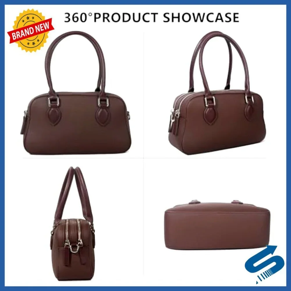 Genuine Leather Top Handle Satchel Crossbody Purse Adjustable Strap